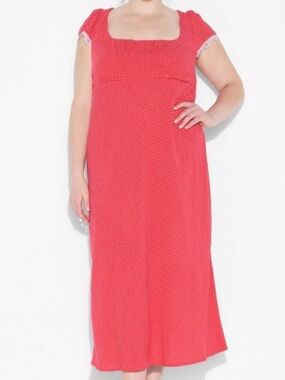 Wild Fable XL Red Polka Dot Maxi Dress Flutter Cap Sleeve Rose